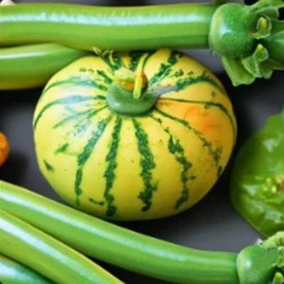 Assortiment de plusieurs variétés de courgettes colorées.